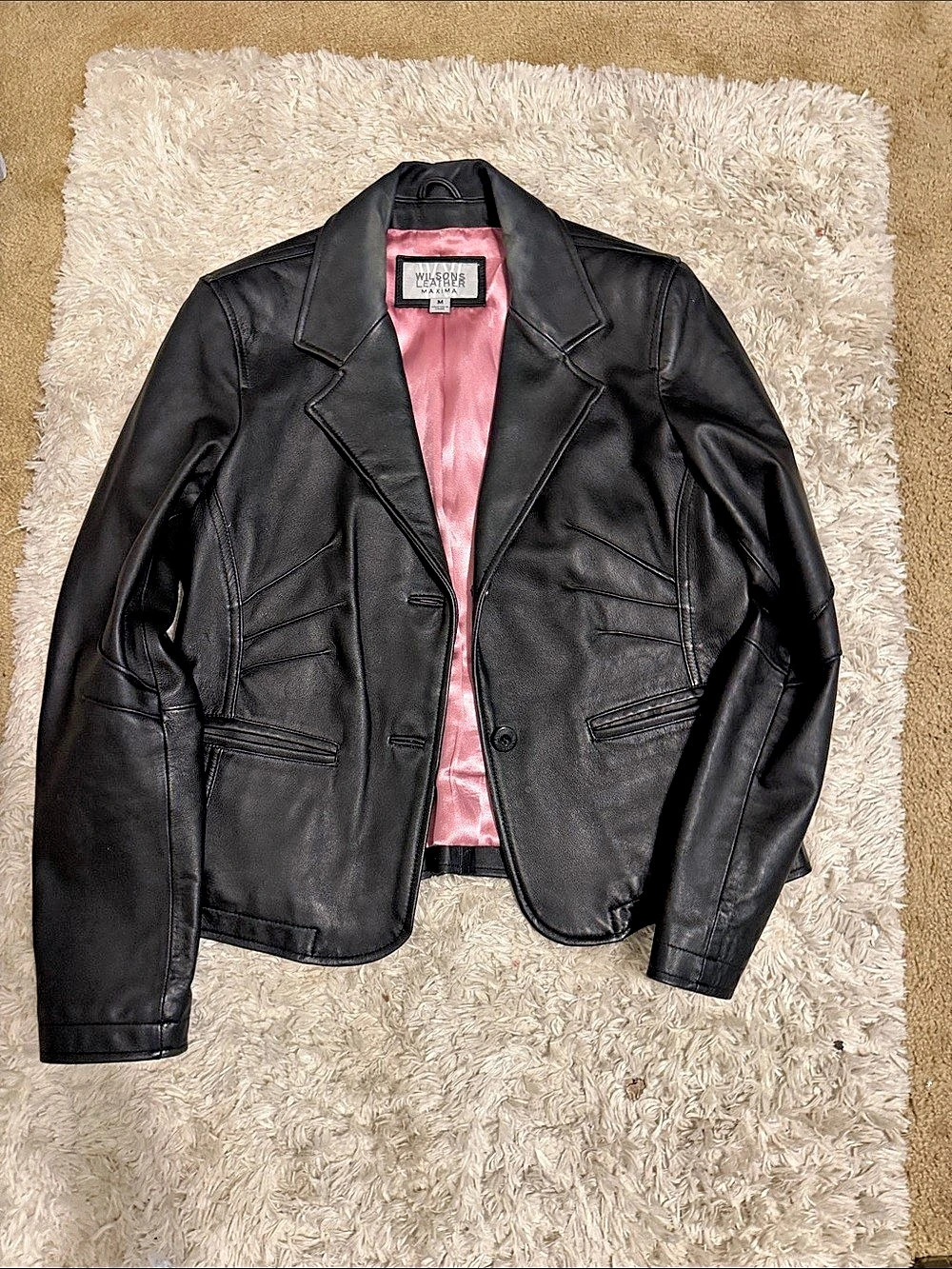 Weatherproof Black Leather-Look Moto Jacket Like New